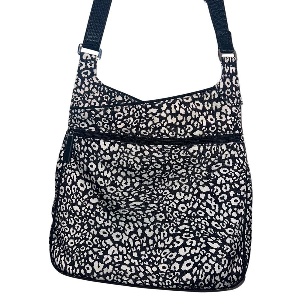 Vera Bradley Black White Leopard Print Quilted Crossbody Bag Adjustable Strap - Picture 8 of 13